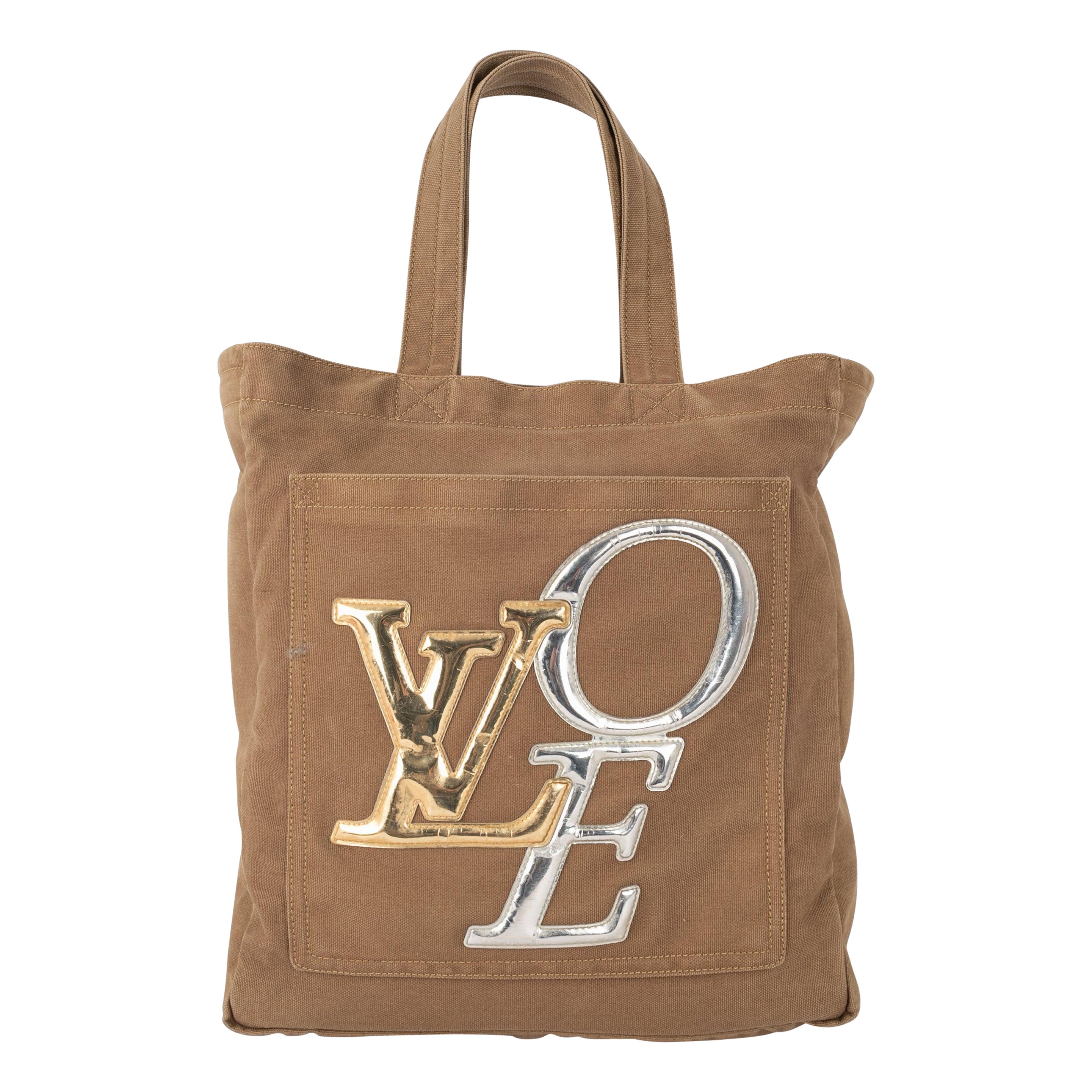 Khakifarbene Canvas-Tasche von Louis Vuitton, 2007 im Angebot