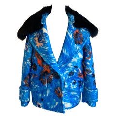 Manteau à fleurs bleu alpaga Prada A/H 2015