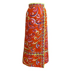 Emilio Pucci 70s Antique Orange Flower Skirt