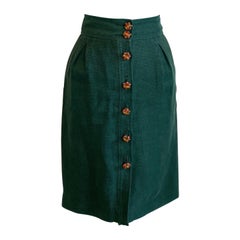 Dolce and Gabbana Green Linen A Line Skirt