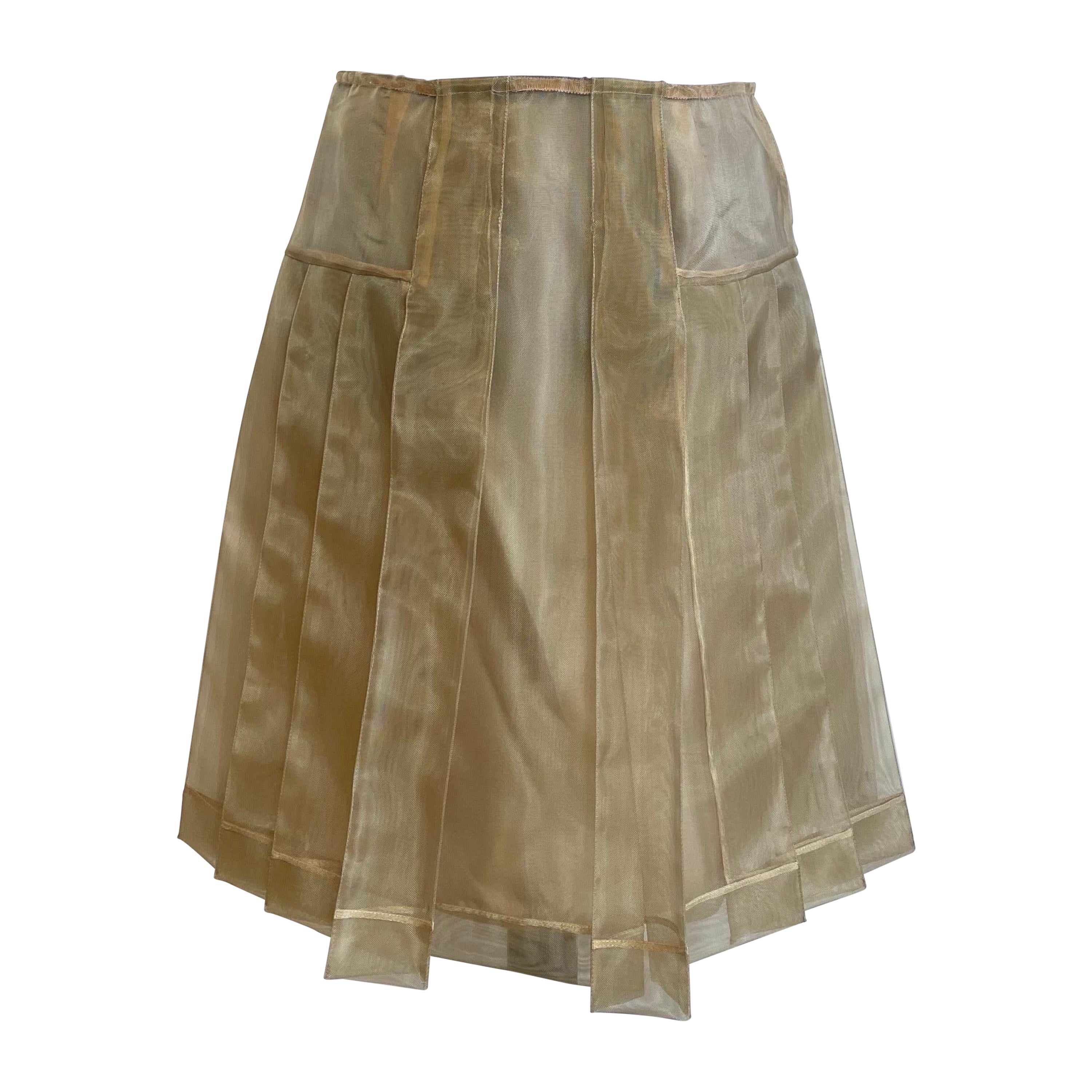 Miu Miu Spring Summer 2000 pleated Beige Skirt For Sale