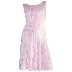Chanel Ruffled Pink Cashmere Knit Dress