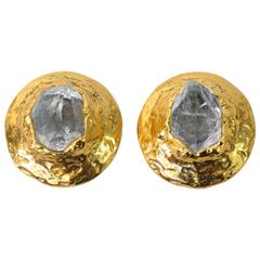 1970S Yves Saint Laurent Raw Quartz Clip Earrings 9