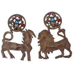 Rare 1970S Yves Saint Laurent Animal Sculpture Clip Earrings