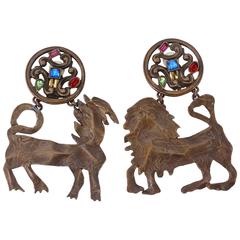 Rare 1970S Yves Saint Laurent Animal Sculpture Clip Earrings 