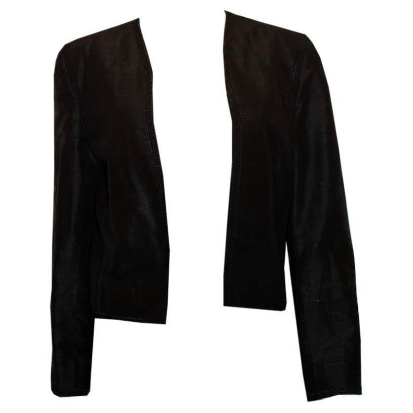 Vintage Vogue Paris Original Black Silk Evening Jacket For Sale