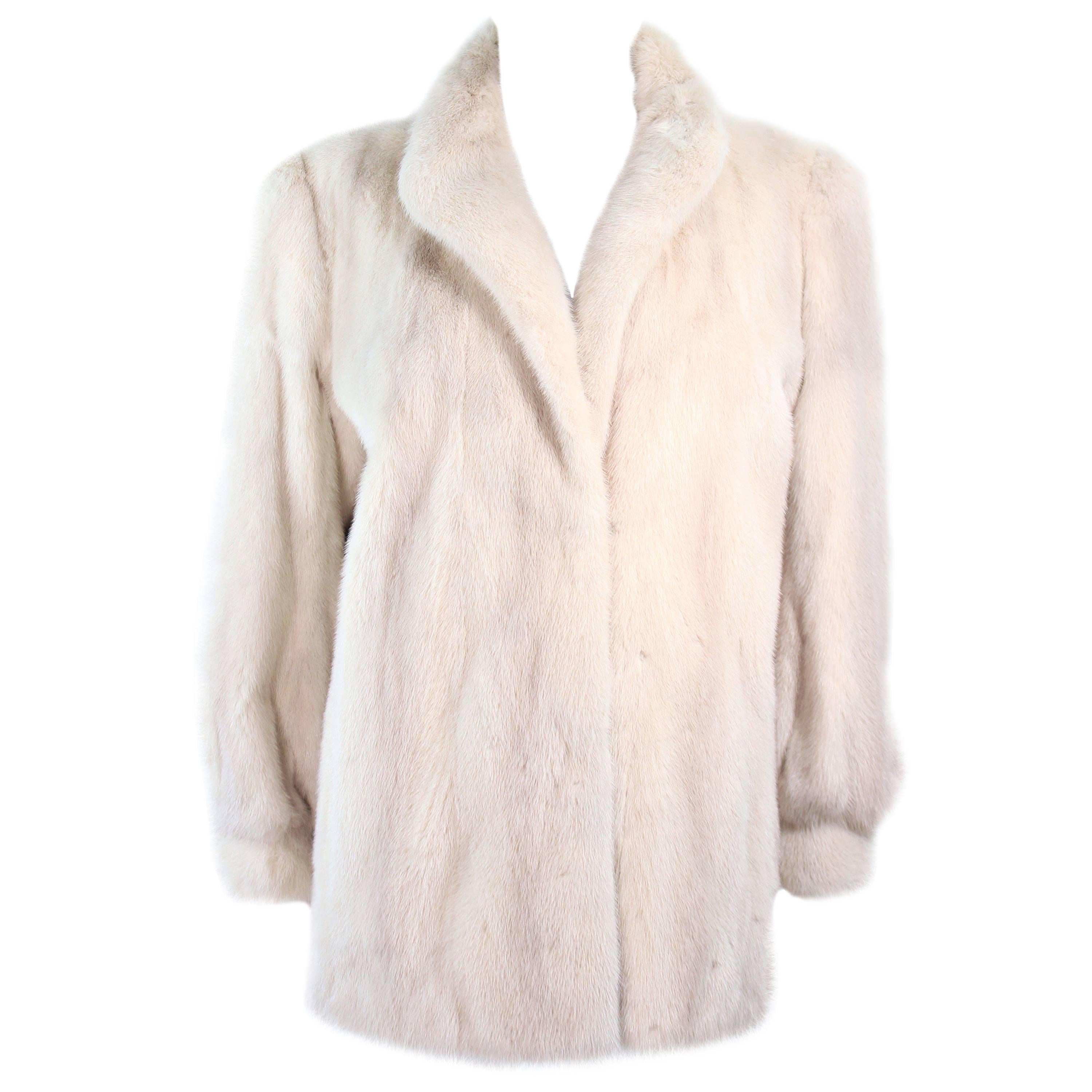 WACHTENHEIM FURS White Mink Fur Sports Coat Size 4 6 For Sale