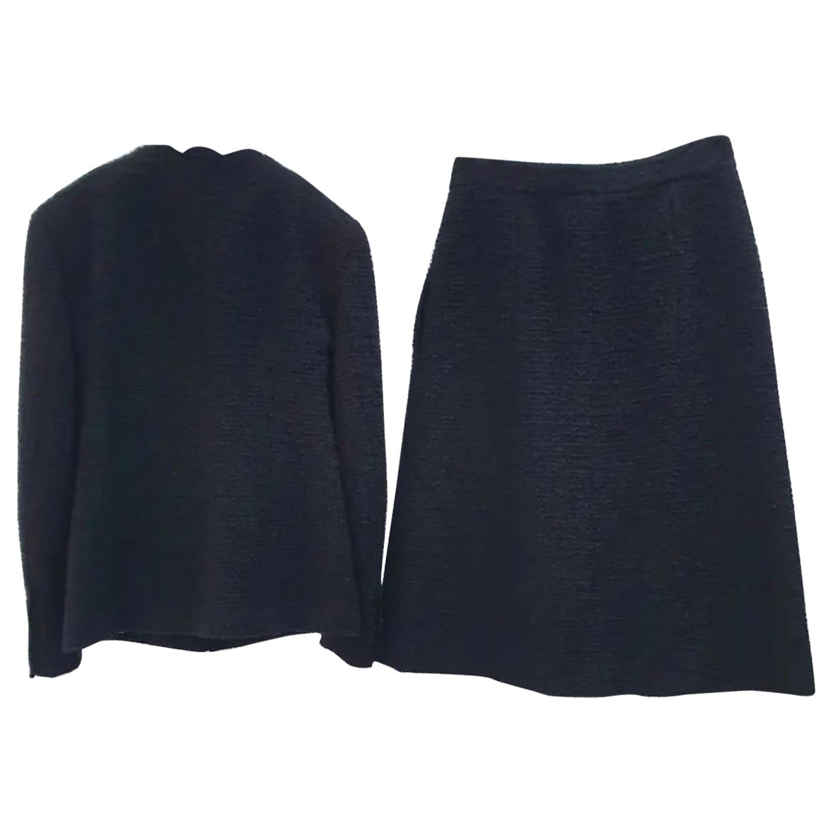 Chanel 2020 Black Tweed Jacket Skirt Suit Set  For Sale