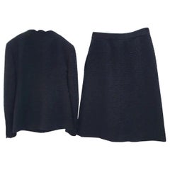 Chanel 2020 Black Tweed Jacket Skirt Suit Set 