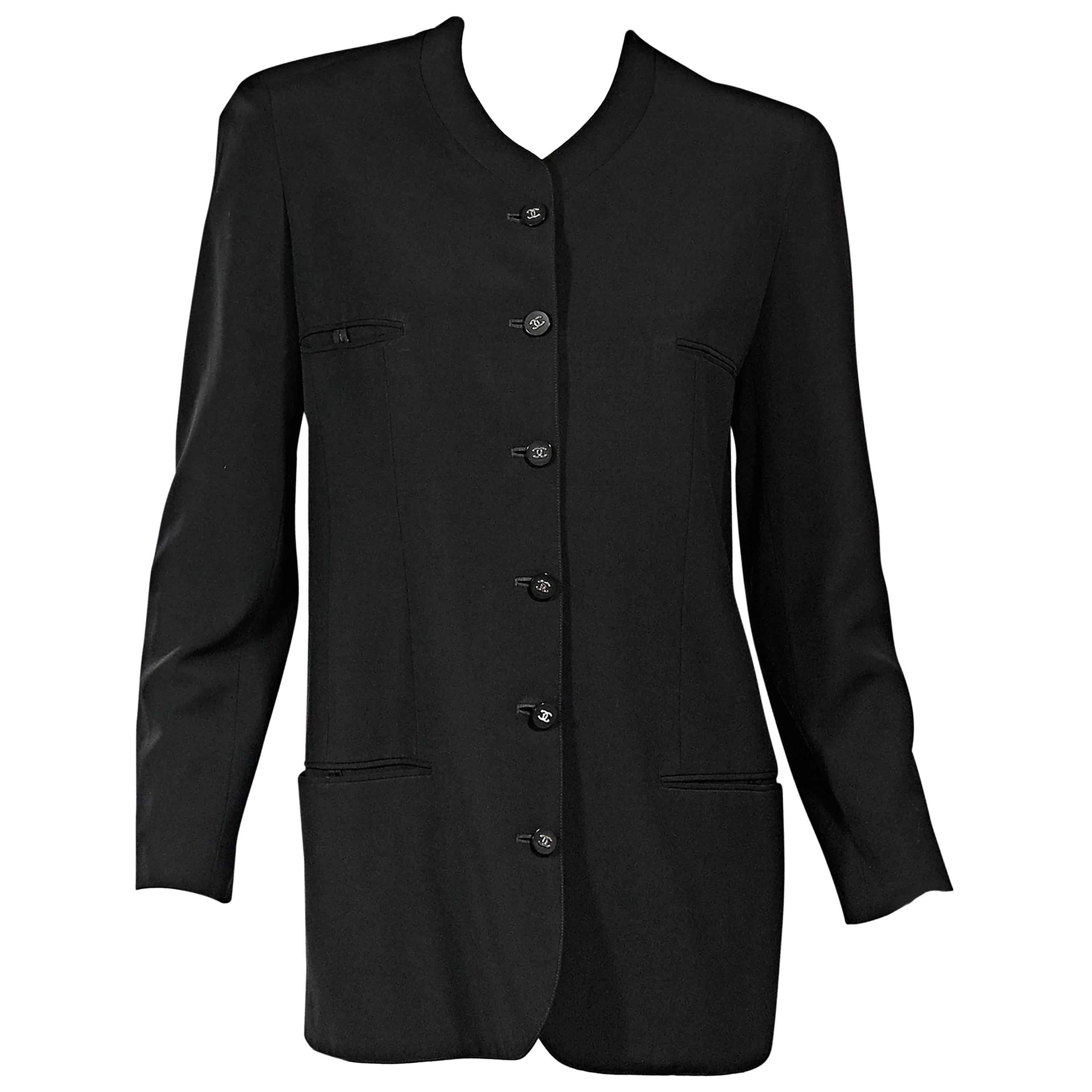 Black Vintage Chanel Button-Front Jacket
