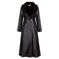 Verheyen London - Manteau en cuir Edward avec col en fausse fourrure en noir - Taille UK 10