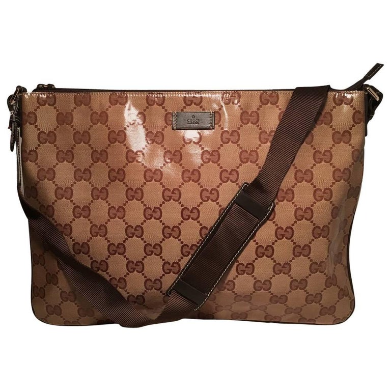 Gucci XL Coated Monogram Canvas Slim Messenger Shoulder Bag For Sale at  1stDibs | slim gucci