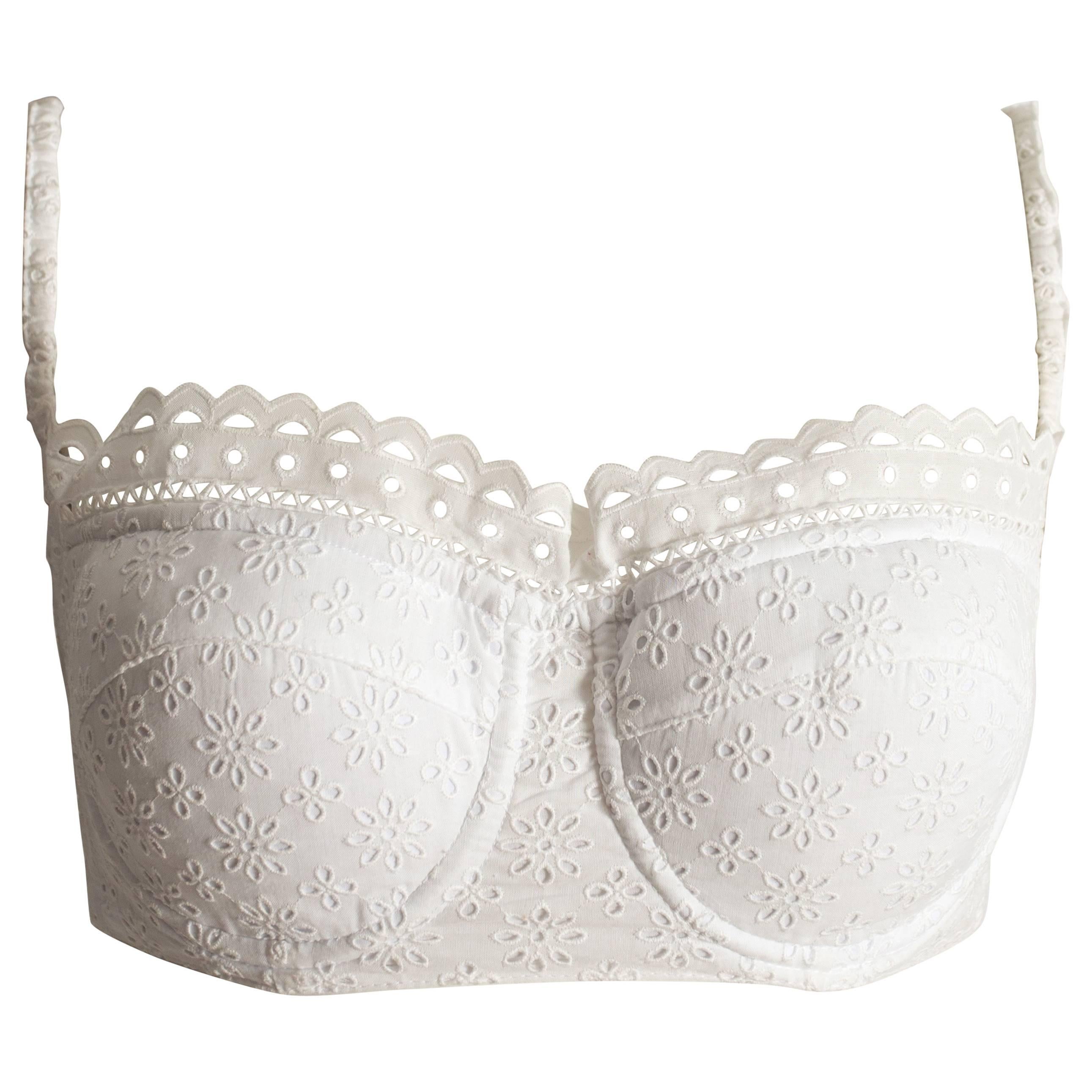 Alaia white broderie anglaise padded bra, circa 1992