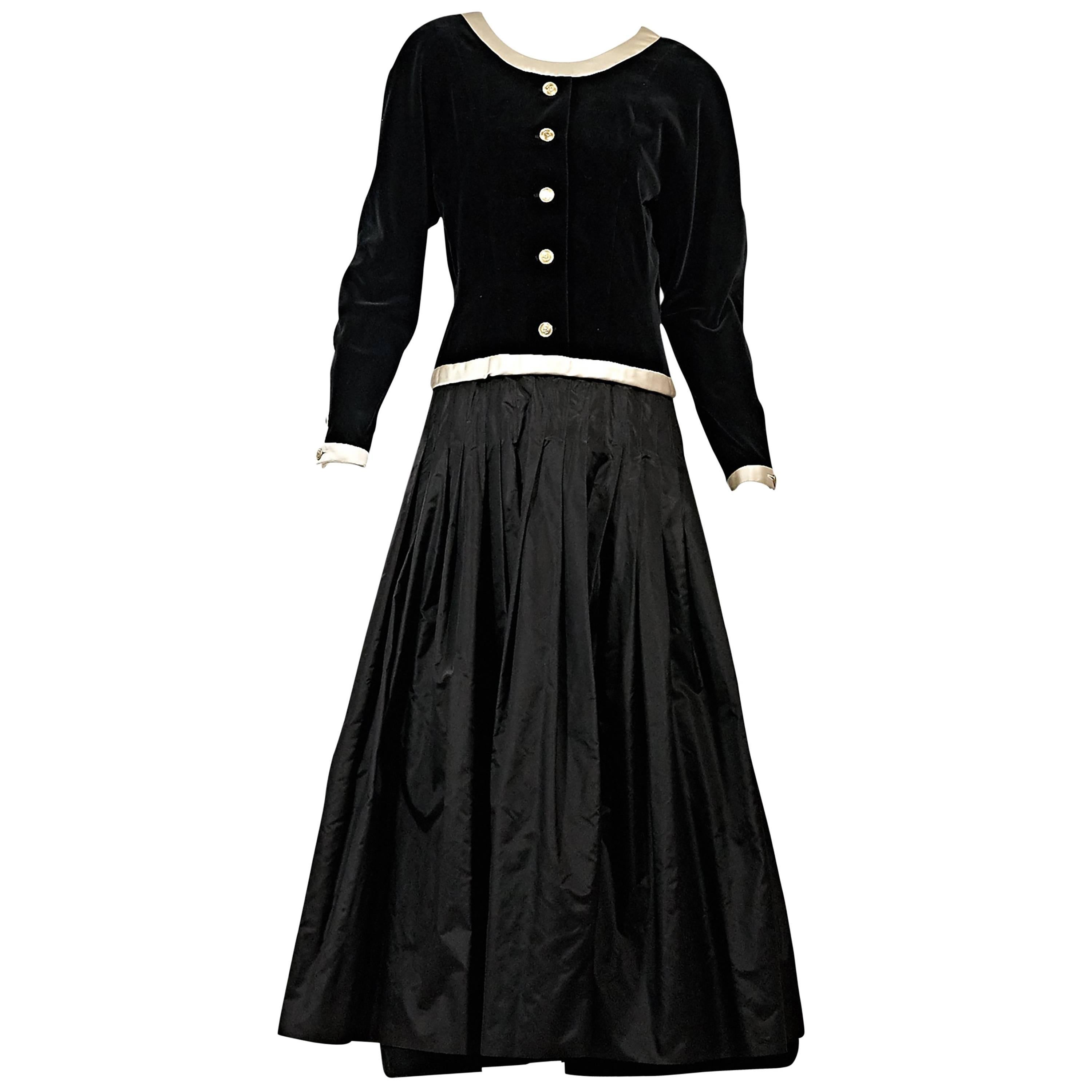 Black Vintage Chanel Twofer A-Line Dress