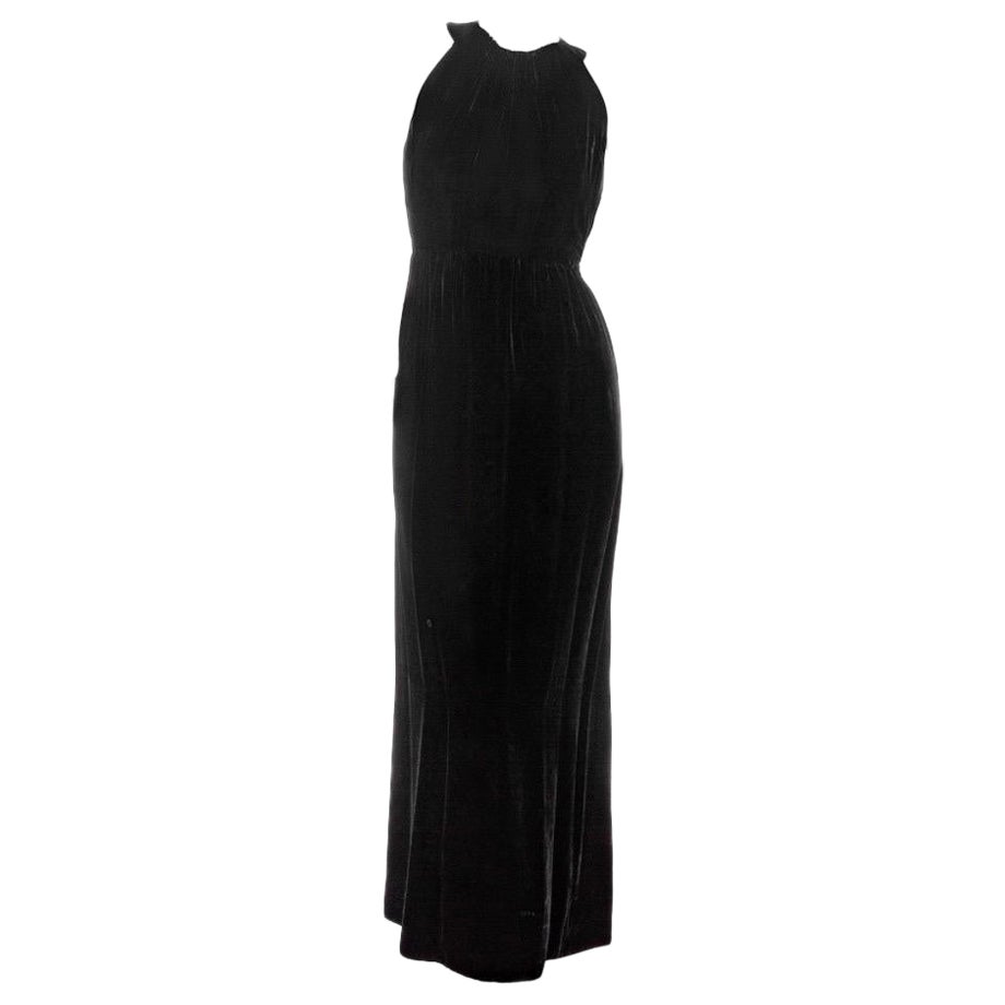 Yves Saint Laurent Vintage Haute Couture Black Velvet Halter Dress For Sale