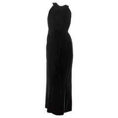 Yves Saint Laurent Retro Haute Couture Black Velvet Halter Dress