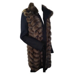 Used Cashmere wool Loro Piana Coat with Russian Sable fur Gulliana Tesso Italy 