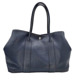 Hermès Bleu Indigo Negonda Leather Garden Party MM Tote