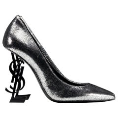 Zapatos de tacón Yves Saint Laurent Opyum de piel con logotipo Plata Negro