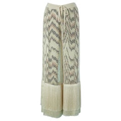 Double trouser made of one in mesh with fringes and one printed under Missoni