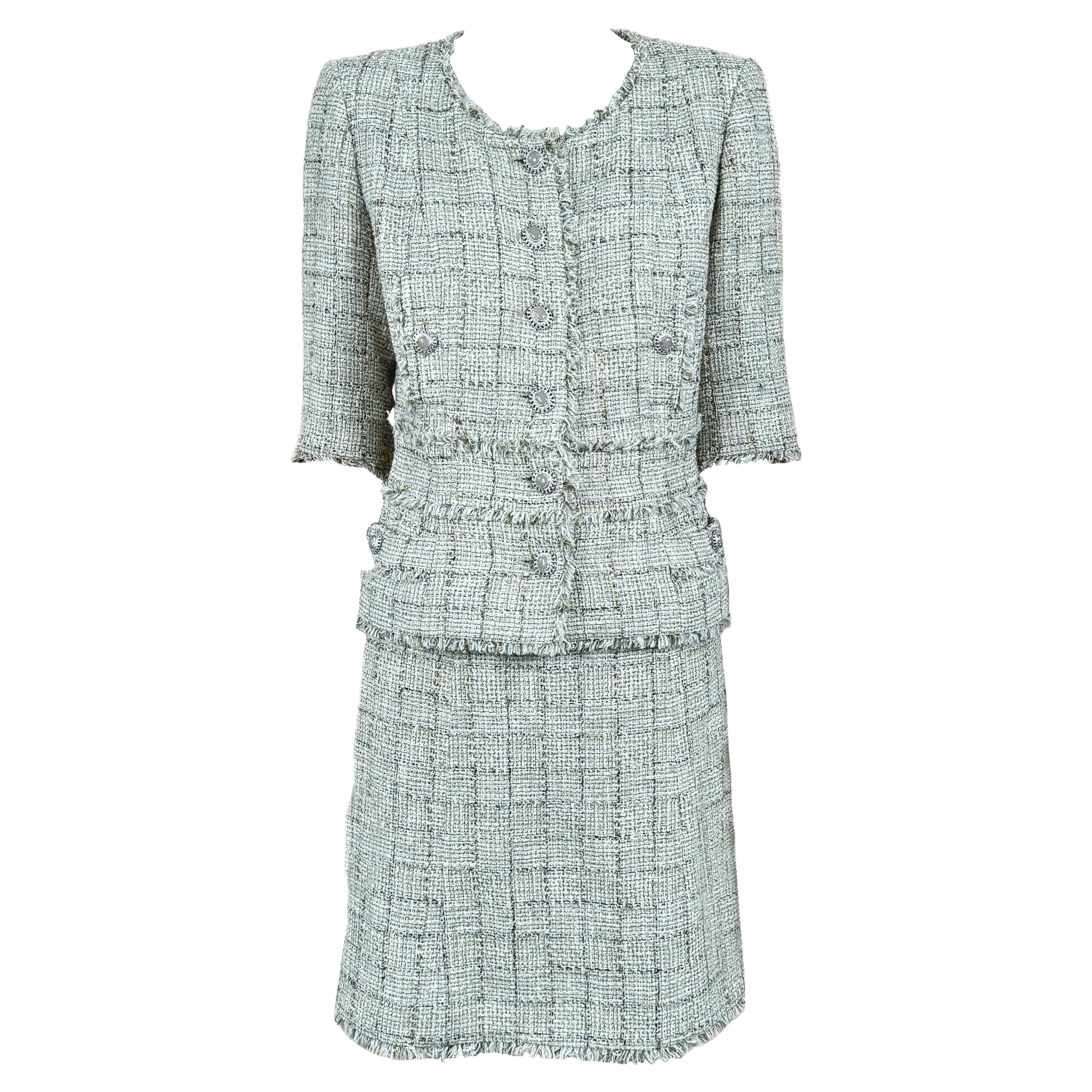 Chanel Gisele Bundchen Style Jewel Buttons Tweed Suit For Sale