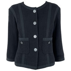 Chanel Timeless Jacke aus schwarzem Tweed
