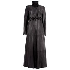 Zac Posen reversible leather and fur full length coat, circa 2000s 11