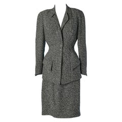 Used Black and ivory tweed skirt-suit Thierry Mugler Circa 1990's 