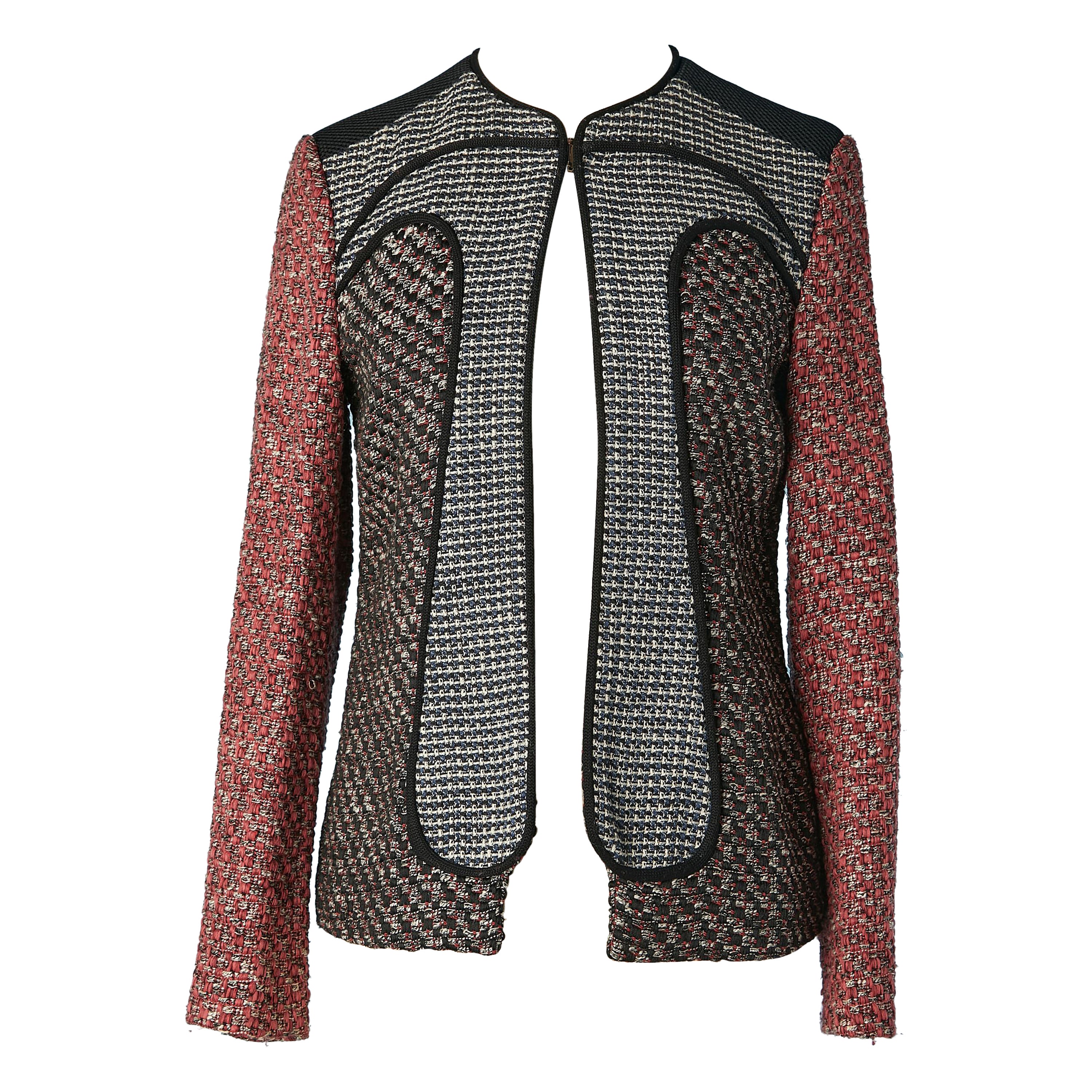 Giacca da bordo a bordo realizzata con 3 tipi di tweed e tessuto tecnico M. I. Missoni in vendita