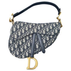 Dior Blue  Oblique Jacquard Saddle Bag 