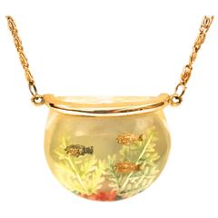 Rare Lucite Fish Bowl Necklace