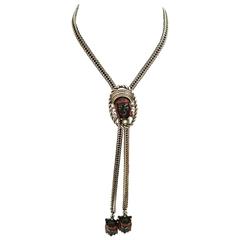 Blackamoor Necklace / Lariat - Silver Tone - Unsigned Selro - Fabulous 12