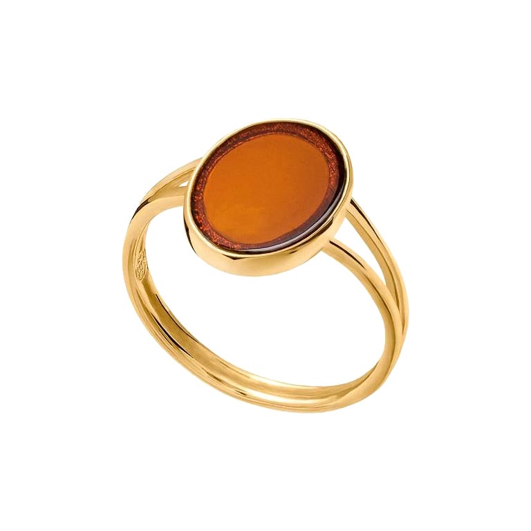 Ring Treasure of Baltic Sea with amber gold size 5.5 For Sale