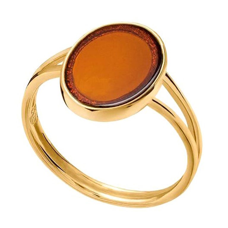 Ring Treasure of Baltic Sea with amber gold size 8.5 For Sale