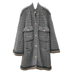 Used Chanel Light Gray Long Sleeve Coat