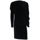 Talbot Runhof - Robe asymétrique en velours noir, taille L