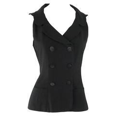 Vintage Chanel Black Wool Double Breasted Vest - 36 - 99A