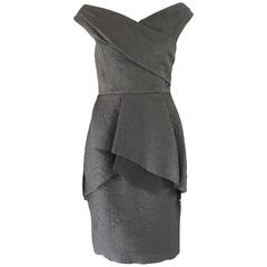 Lela Rose Charcoal Sleeveless Dress with Layered Front - 6 10