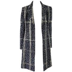 Vintage Bill Blass Navy and Gray Wool Coat with Sequin Detail - 6 - 1970's