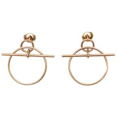 18K Yellow Gold Hermes Pierced Loop Earrings