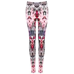 ALEXANDER MCQUEEN S/S 2009 Pink Crystal Kaleidoscope Print Leggings Pants Sz XS 3