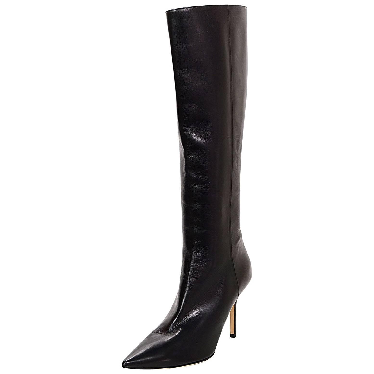 Jimmy Choo Black Leather Boots Sz 40.5 rt. $1, 125