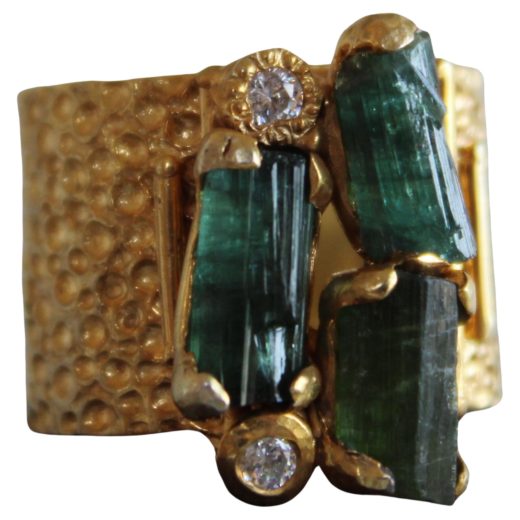 Tourmaline & Topaz Gold Cocktail Ring For Sale