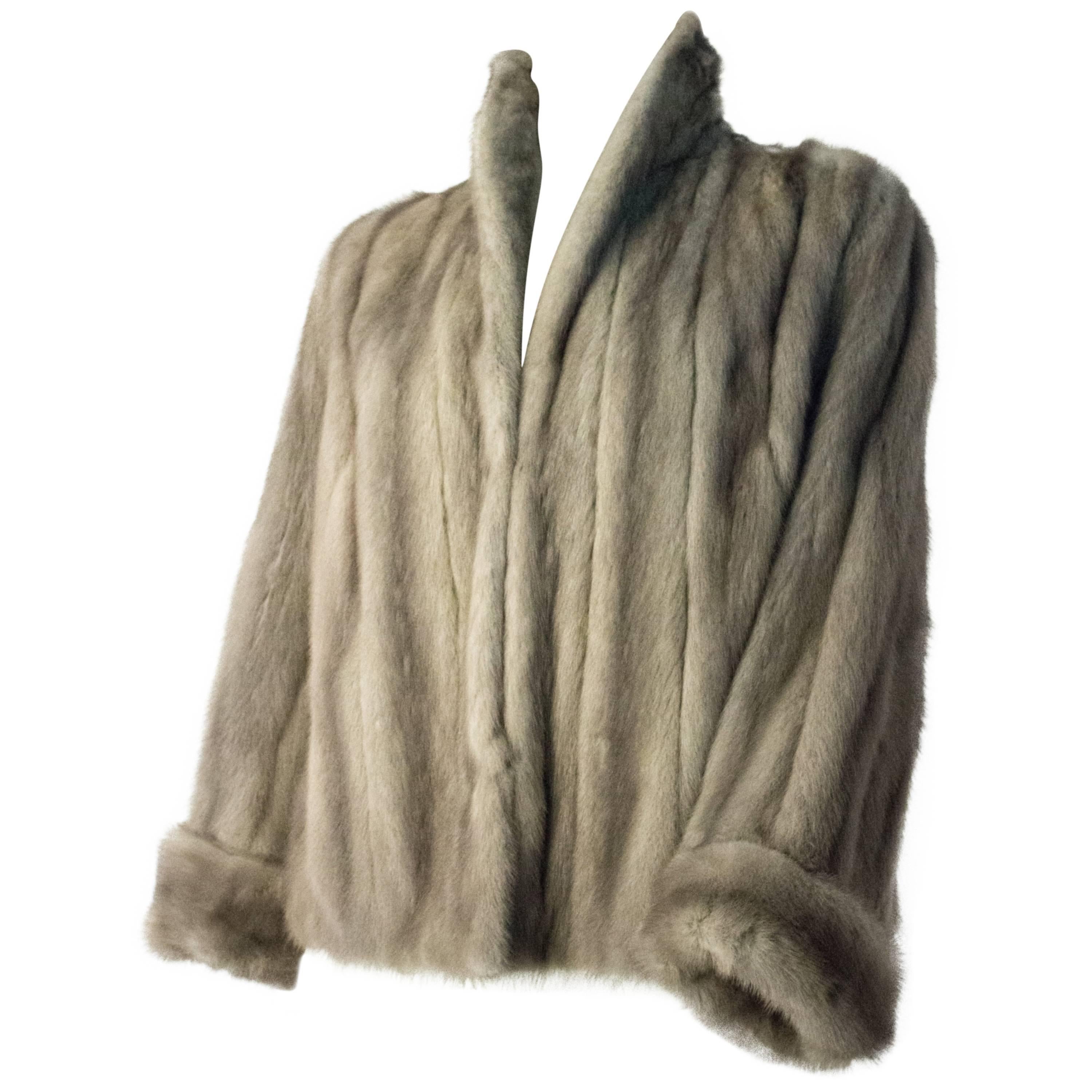 60s Grey Mink Jacket with Cuffed Sleeves