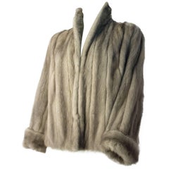 Vintage 60s Grey Mink Jacket with Cuffed Sleeves