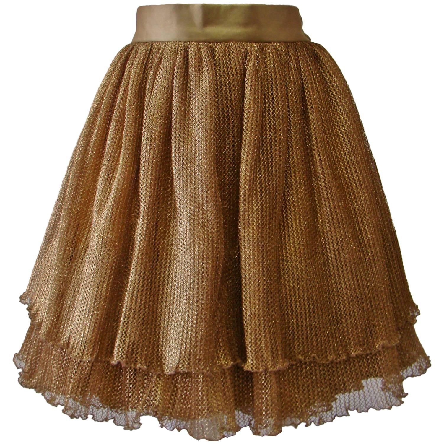 Rare Ella Singh Lurex Mesh Evening Skirt 1990's For Sale