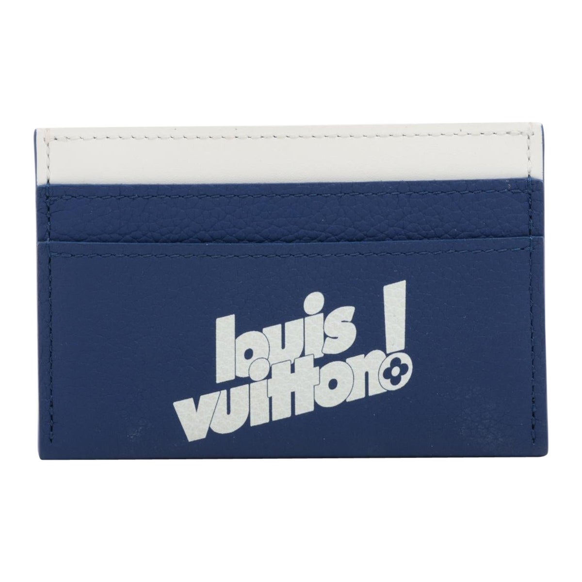 Louis Vuitton Limited Edition Everyday Signature Printed Card Case Blue For Sale