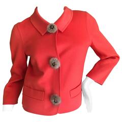 Christian Dior Orange Doubleface Cashmere Jacket with Mink Jeweled Buttons