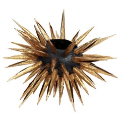 Grand bougeoir Votive Sea Urchin en métal Tumbaga, fabriqué à la main 