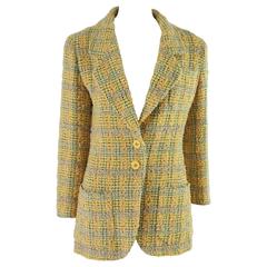 Vintage Chanel Yellow and Peach Tweed Jacket - 36 - 1980's 